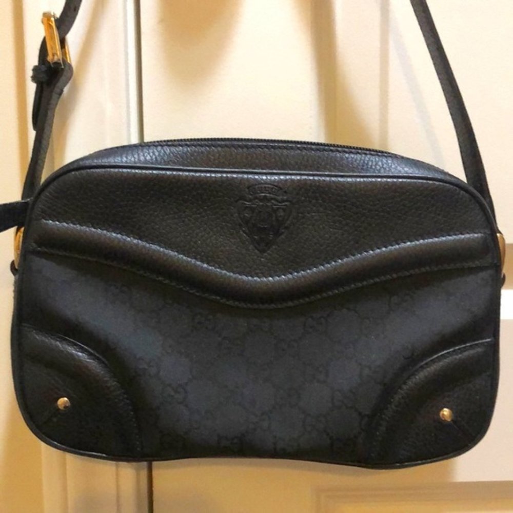 Gucci Black Leather/Jacquard Shoulder Bag NEVER CARRIED!